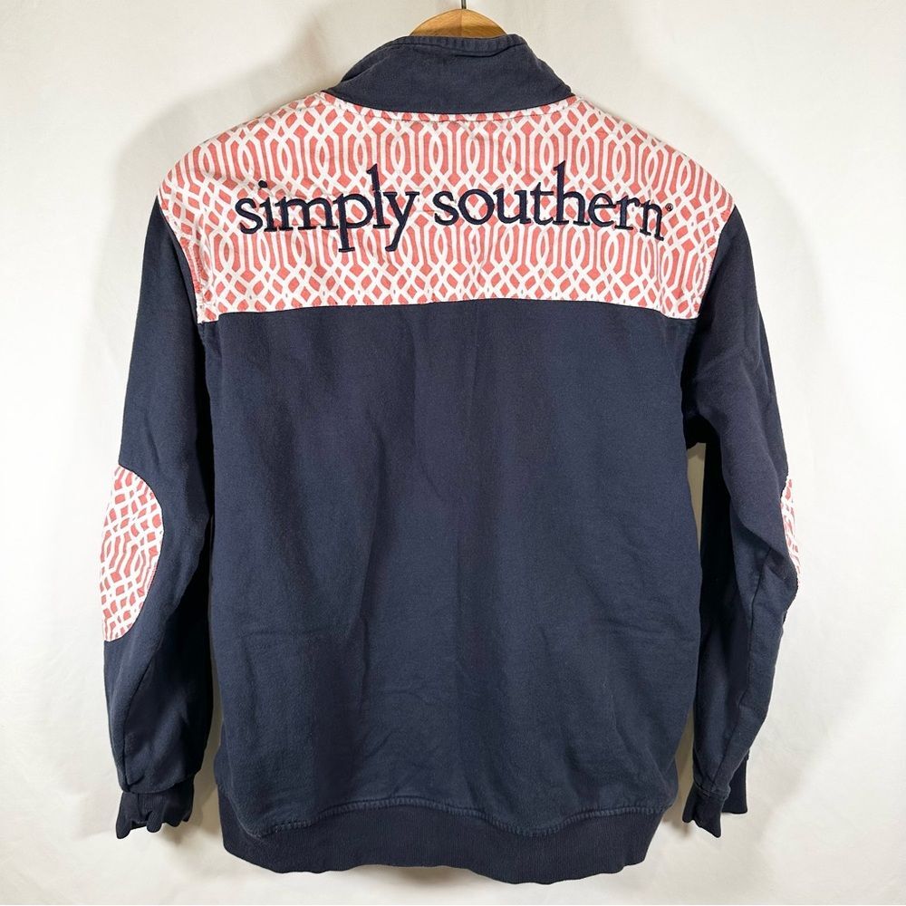 Simply Southern Cotton Pull Over Sweater Blue and Orange